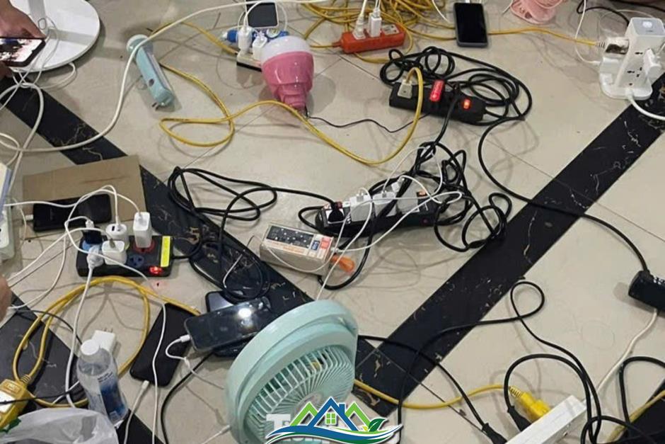 Chật kín người ngồi chờ sạc điện thoại ở trung tâm thương mại, chung cư