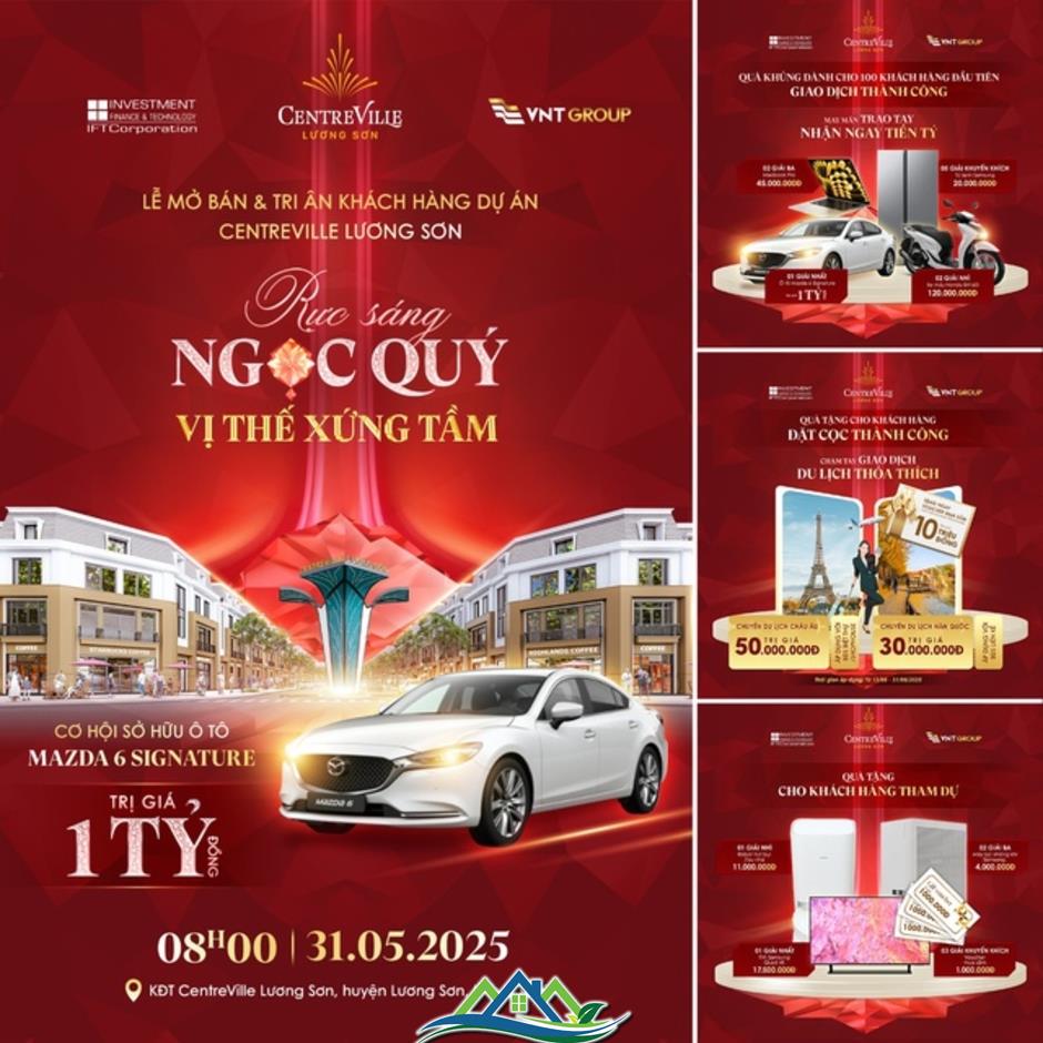 Cơ hội trúng xe Mazda tại Lễ Mở bán và Tri ân CentreVille Lương Sơn Cơ hội trúng xe Mazda tại Lễ Mở bán và Tri ân CentreVille Lương Sơn