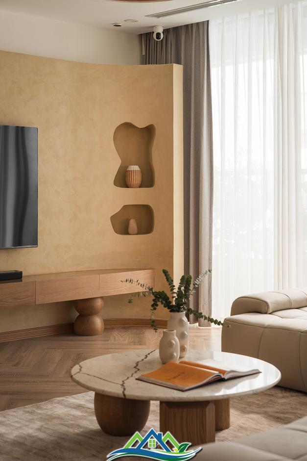 Đập thông hai căn hộ tạo nên không gian 260m2 rộng mở