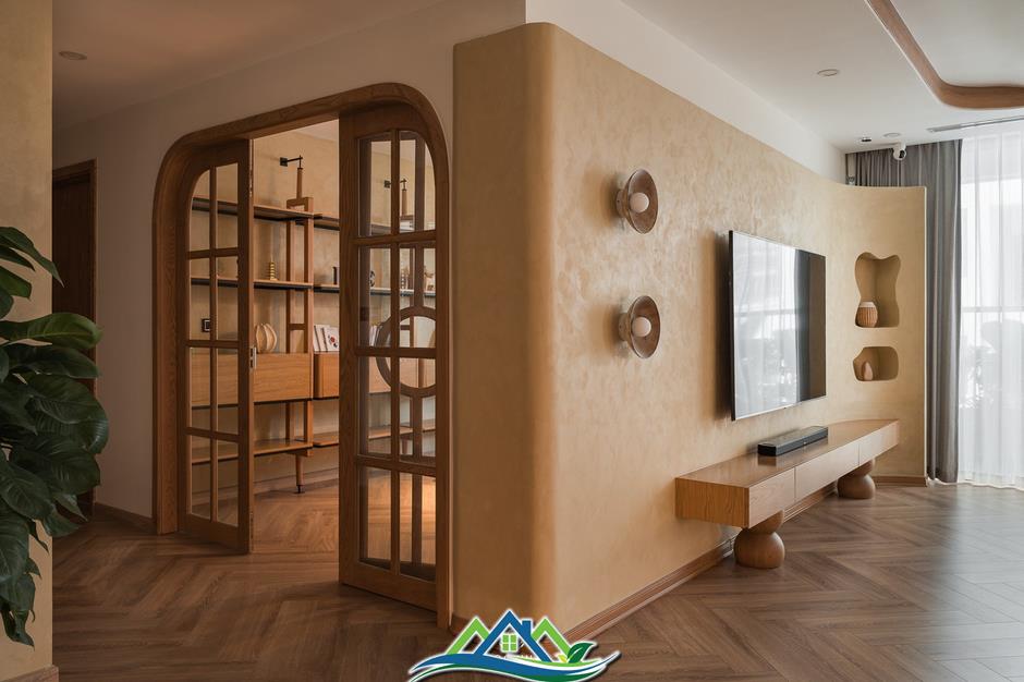 Đập thông hai căn hộ tạo nên không gian 260m2 rộng mở