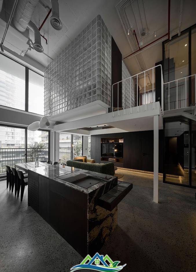 Giải pháp không gian ba chiều trong căn hộ thông tầng 66m2