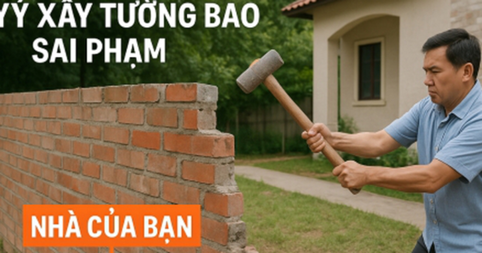 Hàng xóm xây tường lấn đất, gia chủ có quyền tự tháo dỡ không?