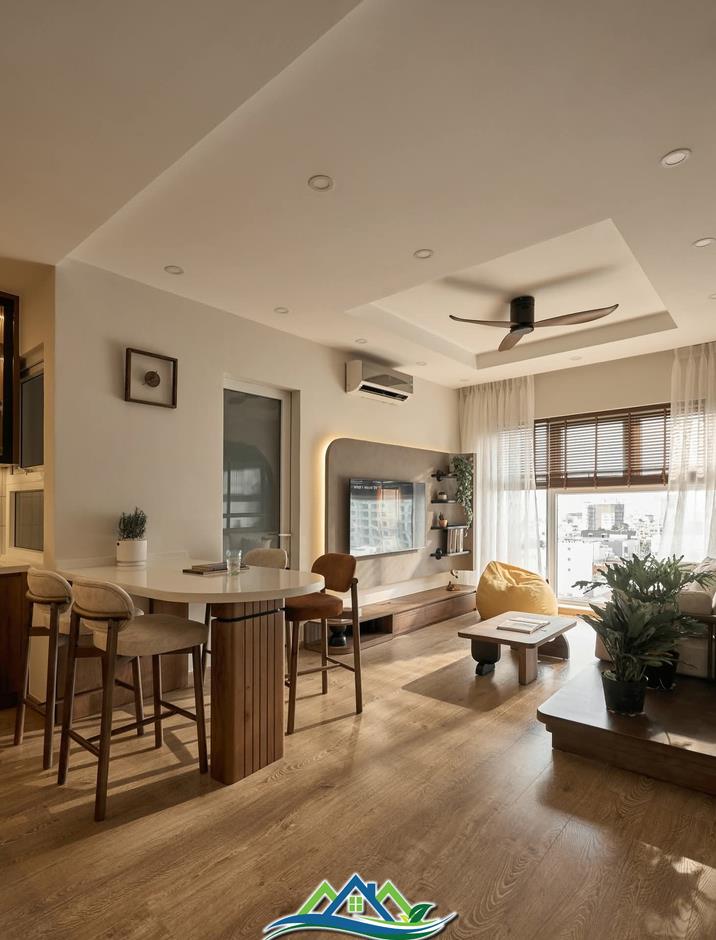 Không gian ấm cúng mộc mạc của căn hộ 62m2 hai phòng ngủ