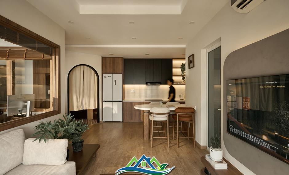 Không gian ấm cúng mộc mạc của căn hộ 62m2 hai phòng ngủ