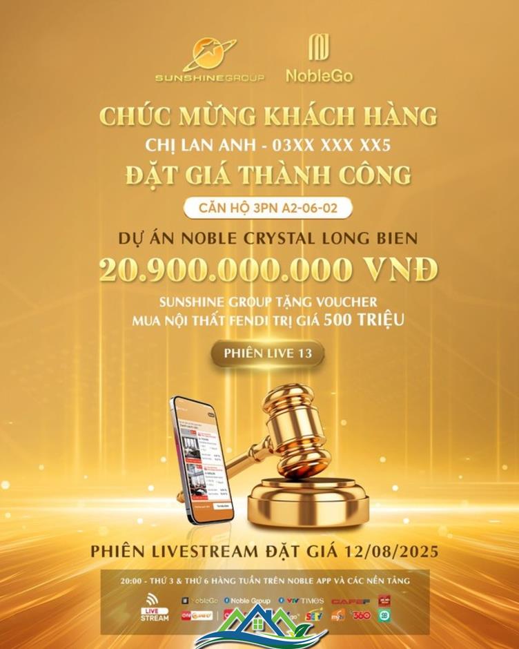 Livestream Sunshine Group 12/8: Căn hộ hàng hiệu chốt deal 20,9 tỷ đồng