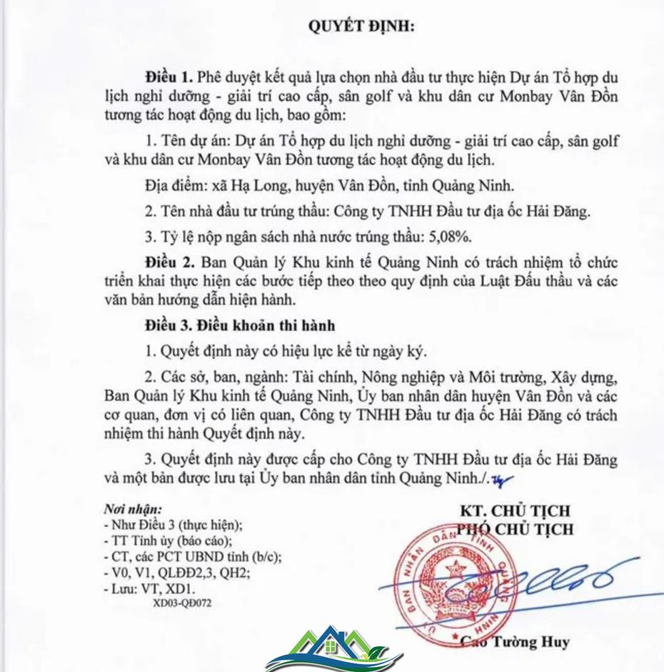 Lộ diện nhà đầu tư 'siêu' dự án đô thị nghỉ dưỡng tỷ đô tại Vân Đồn Lộ diện nhà đầu tư 'siêu' dự án đô thị nghỉ dưỡng tỷ đô tại Vân Đồn