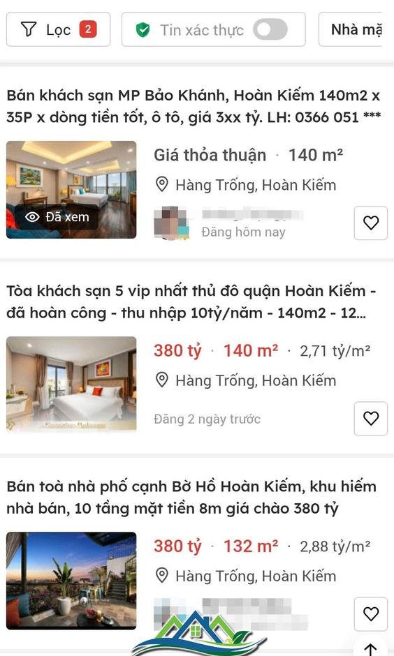 Nhà phố Hà Nội rao bán gần 3 tỷ đồng/m2 gây choáng