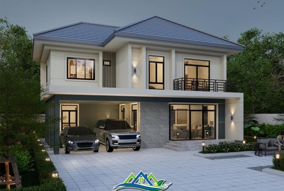 Những mẫu nhà 2 tầng chữ L hiện đại, sang trọng 2025
