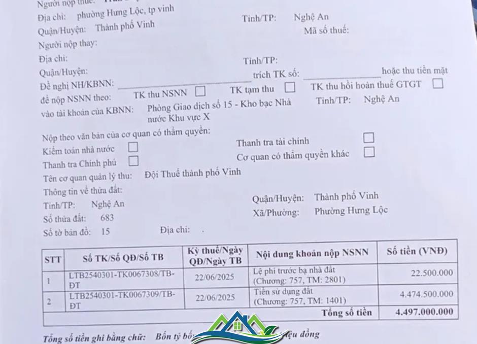Vụ áp thuế gần 4,5 tỷ cho 300m² đất: Sở Tài nguyên Nghệ An báo cáo ra sao?